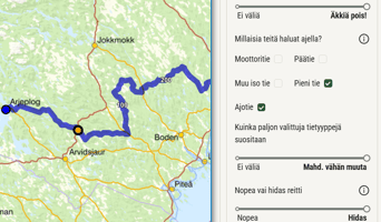 kuva reitistä ruotsin puolella