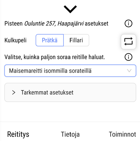 vaihdettu asetuksia mobiili